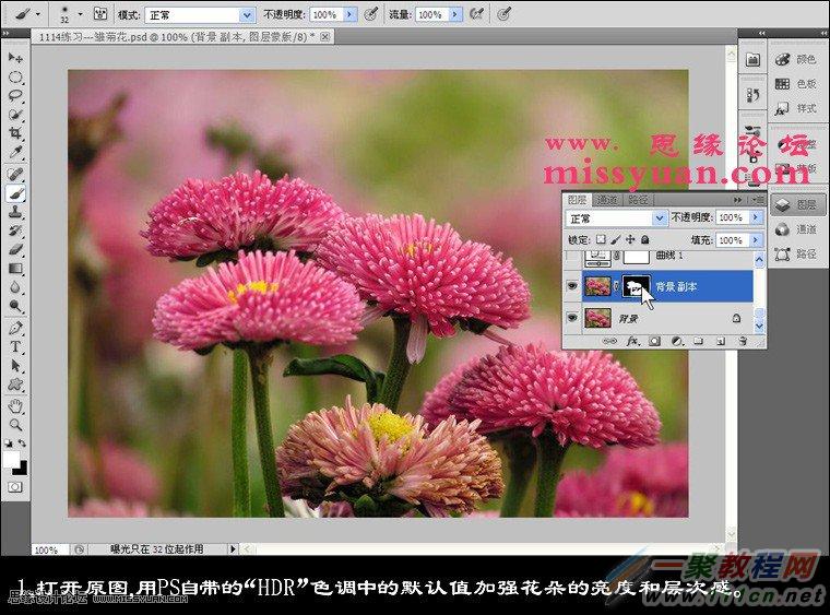 Photoshop增加后期花朵照片的颜色层次感,PS教程,16xx8.com教程网