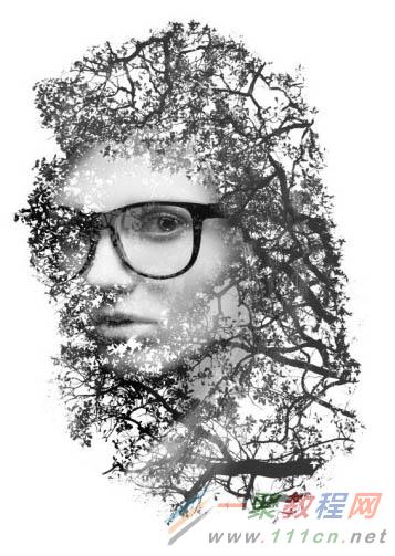 Photoshop快速制作人物与树木的双重曝光效果