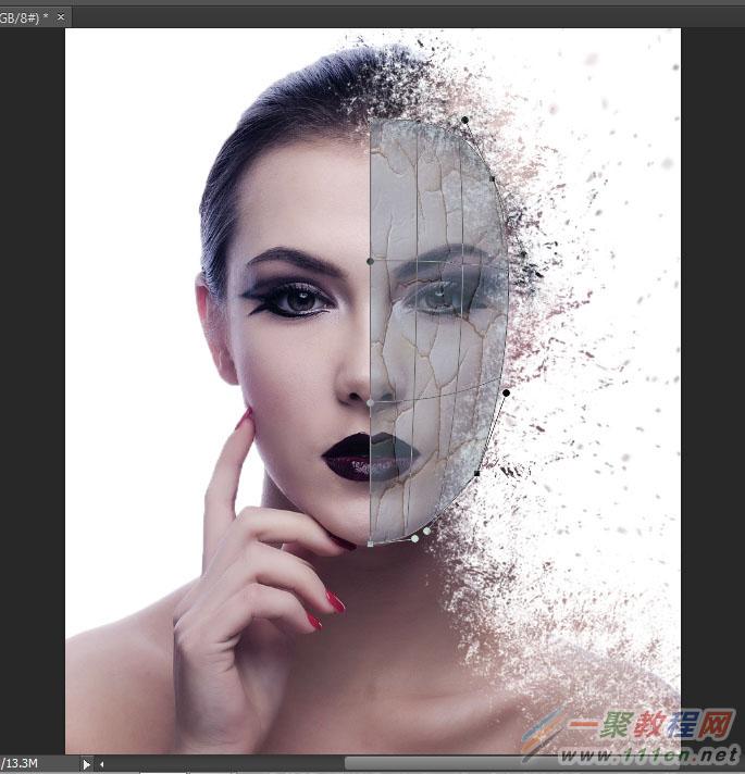 Photoshop将美女脸部增加打散颗粒特效
